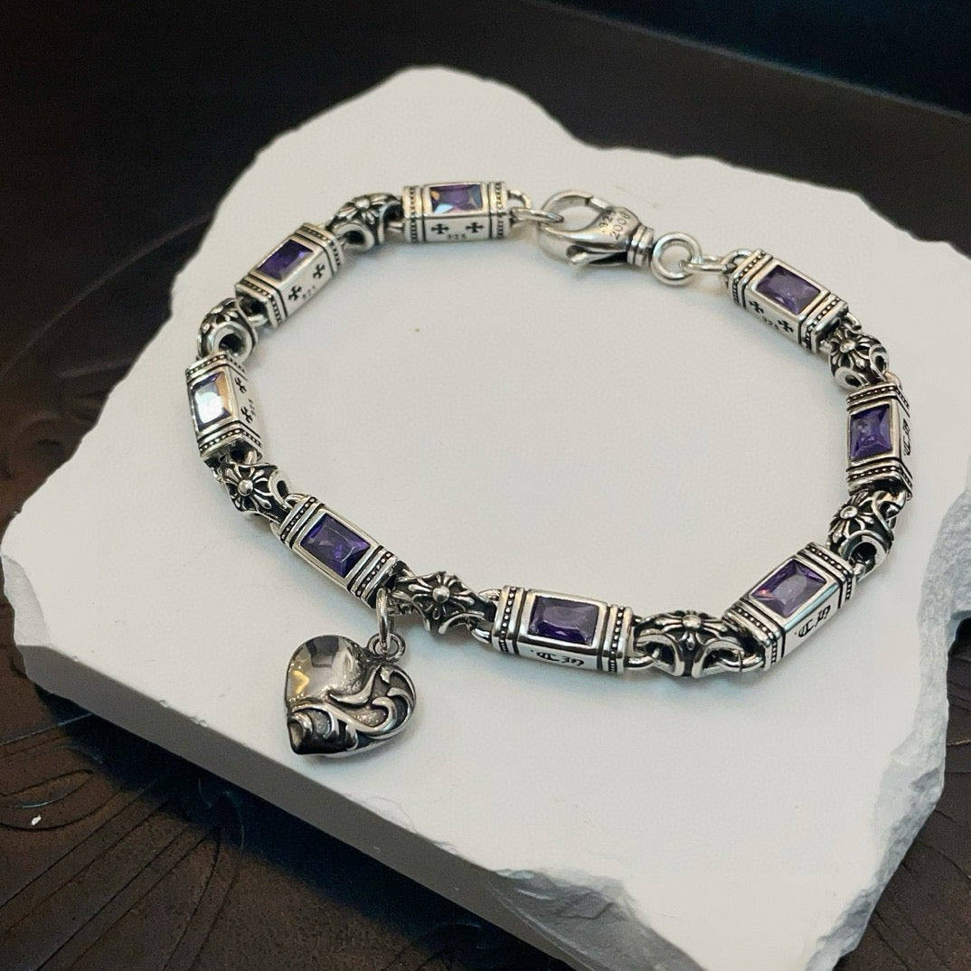 antique crystal cross Bracelet for men - alternate angle view 4