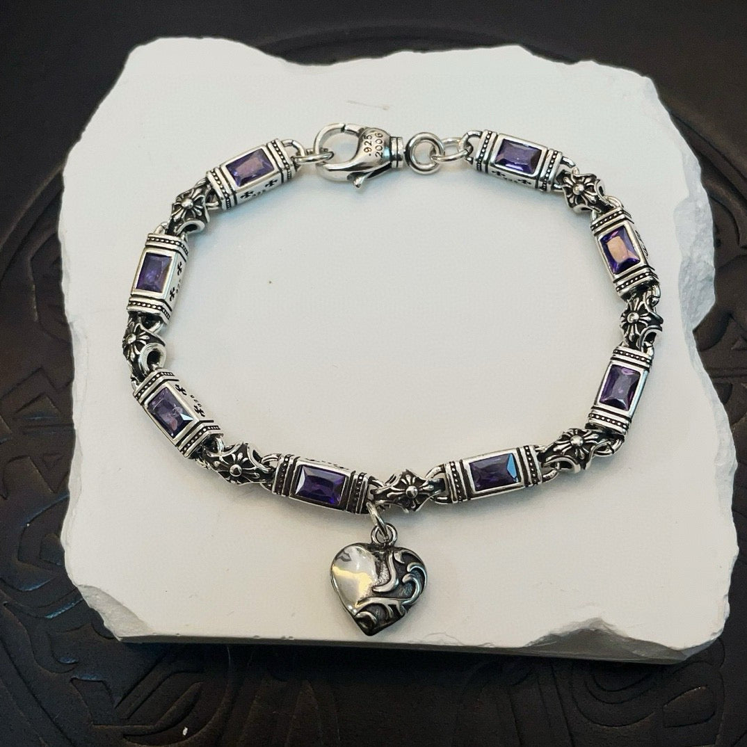 antique crystal cross Bracelet for men - product detail view