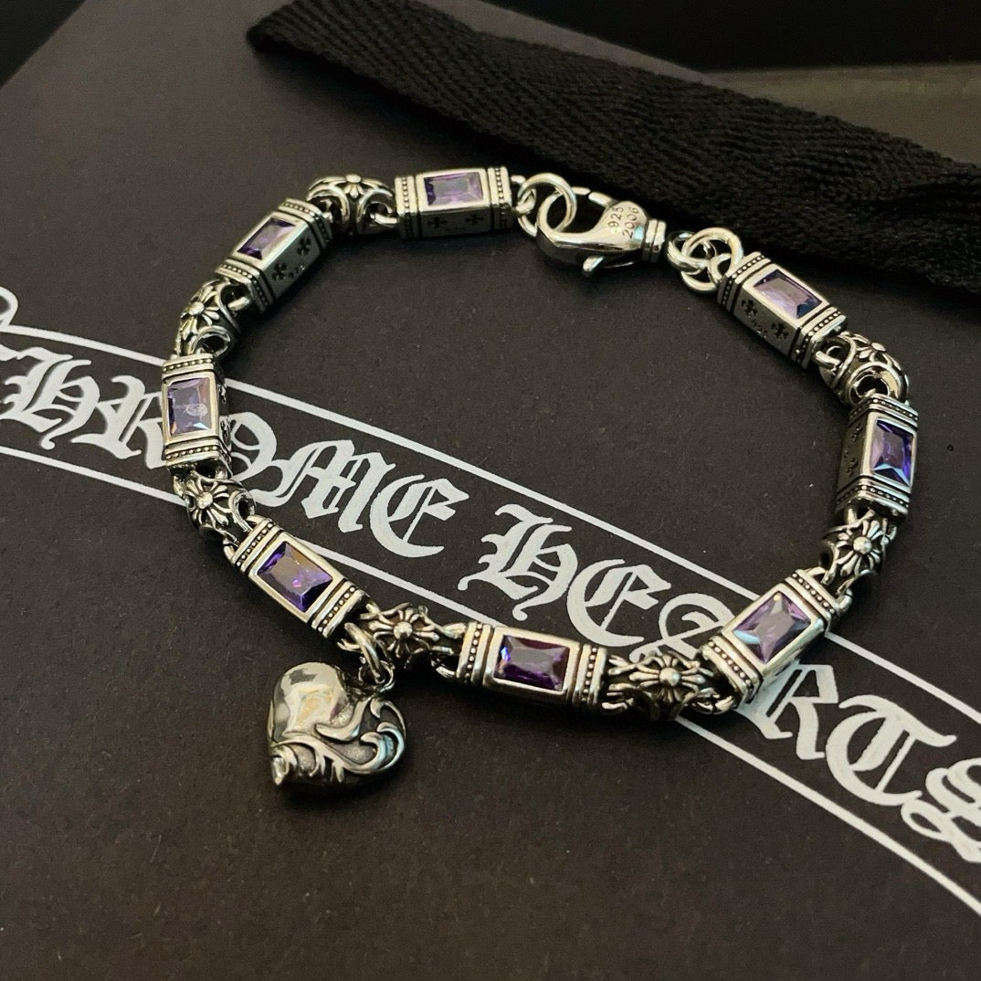 antique crystal cross Bracelet for men - alternate angle view 2
