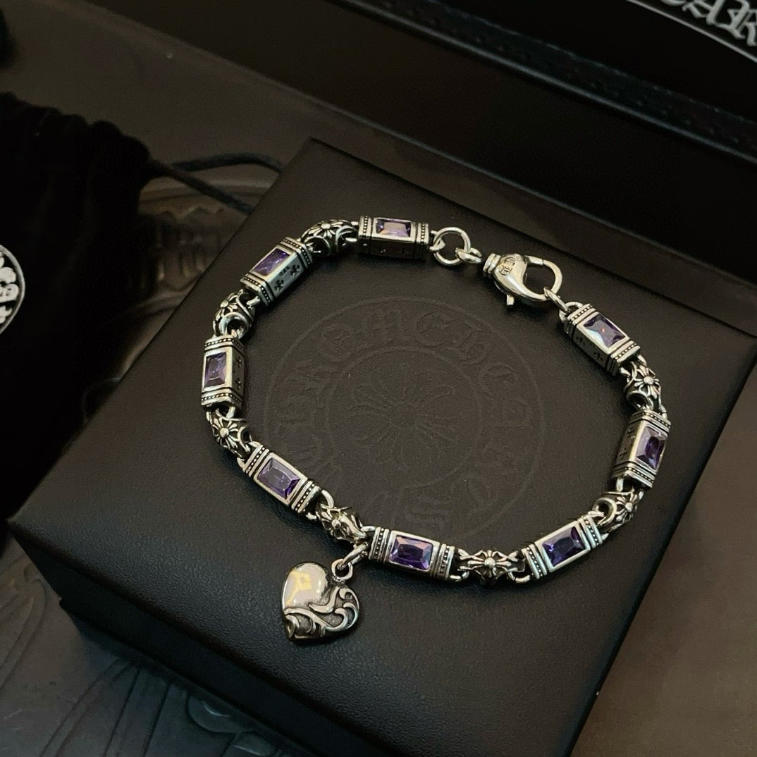antique crystal cross Bracelet for men - alternate angle view 8