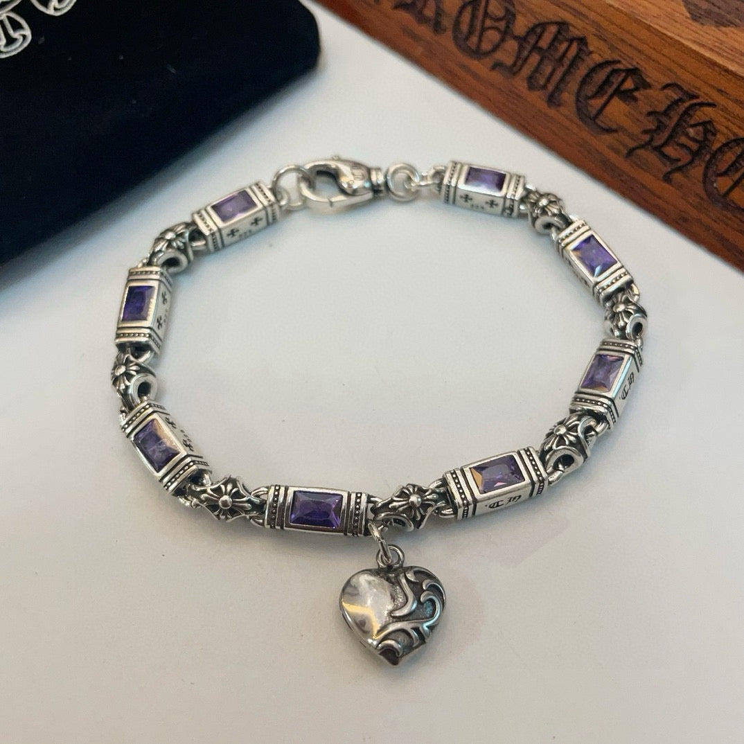 antique crystal cross Bracelet for men - alternate angle view 6