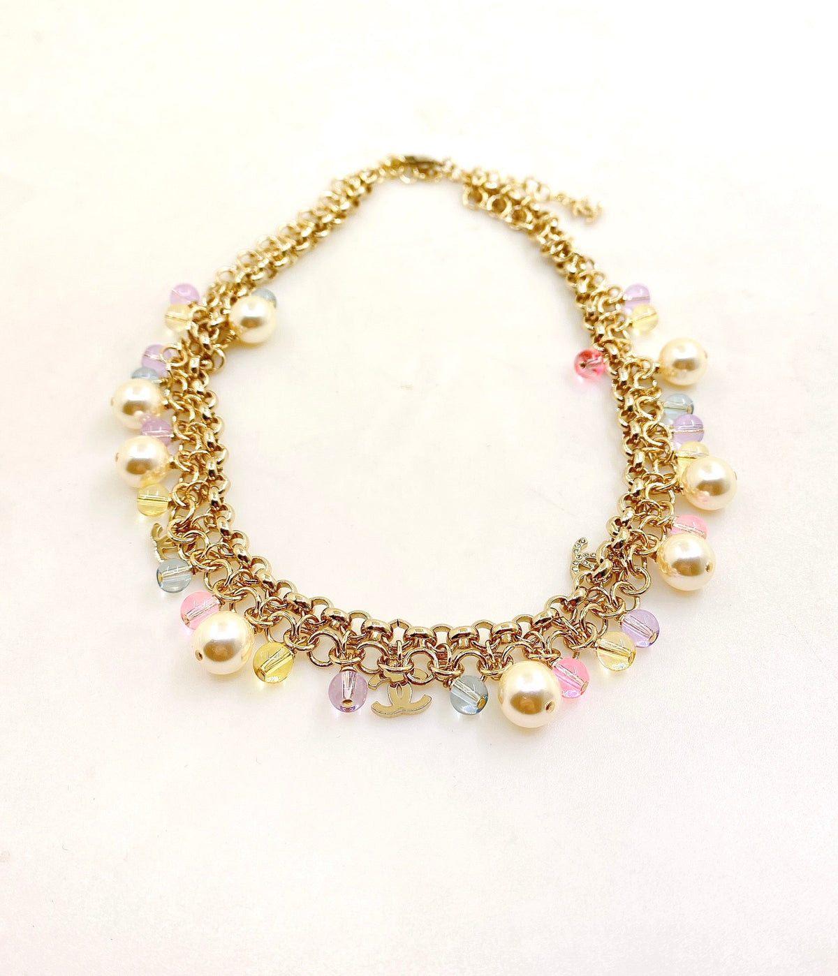 yellow brass tassel Necklace for women - product detail view