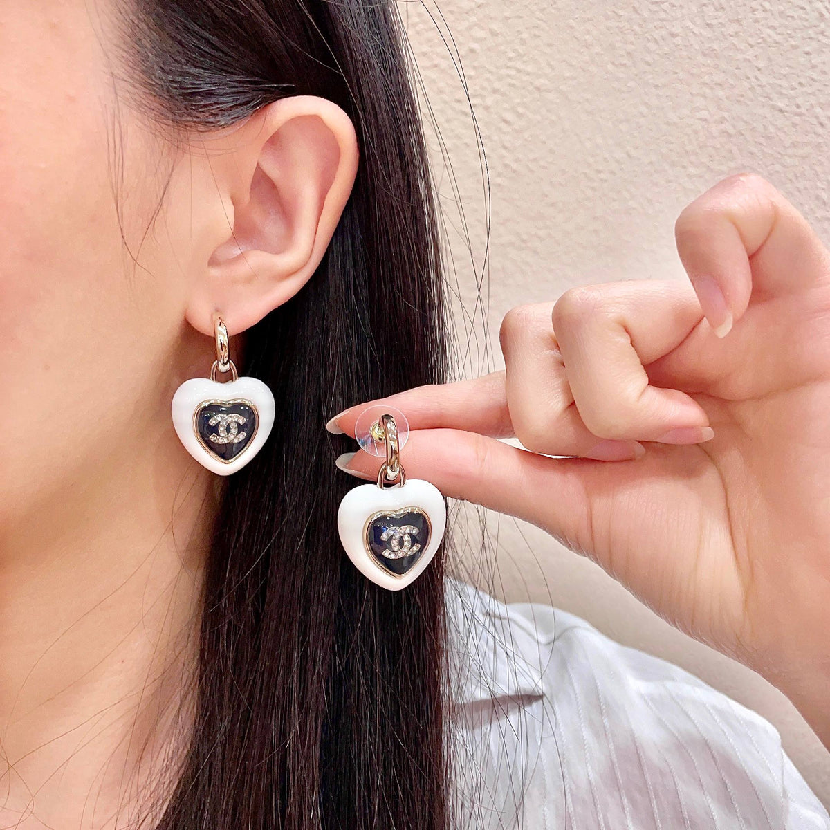 letter Stud Earrings for women - alternate angle view 2