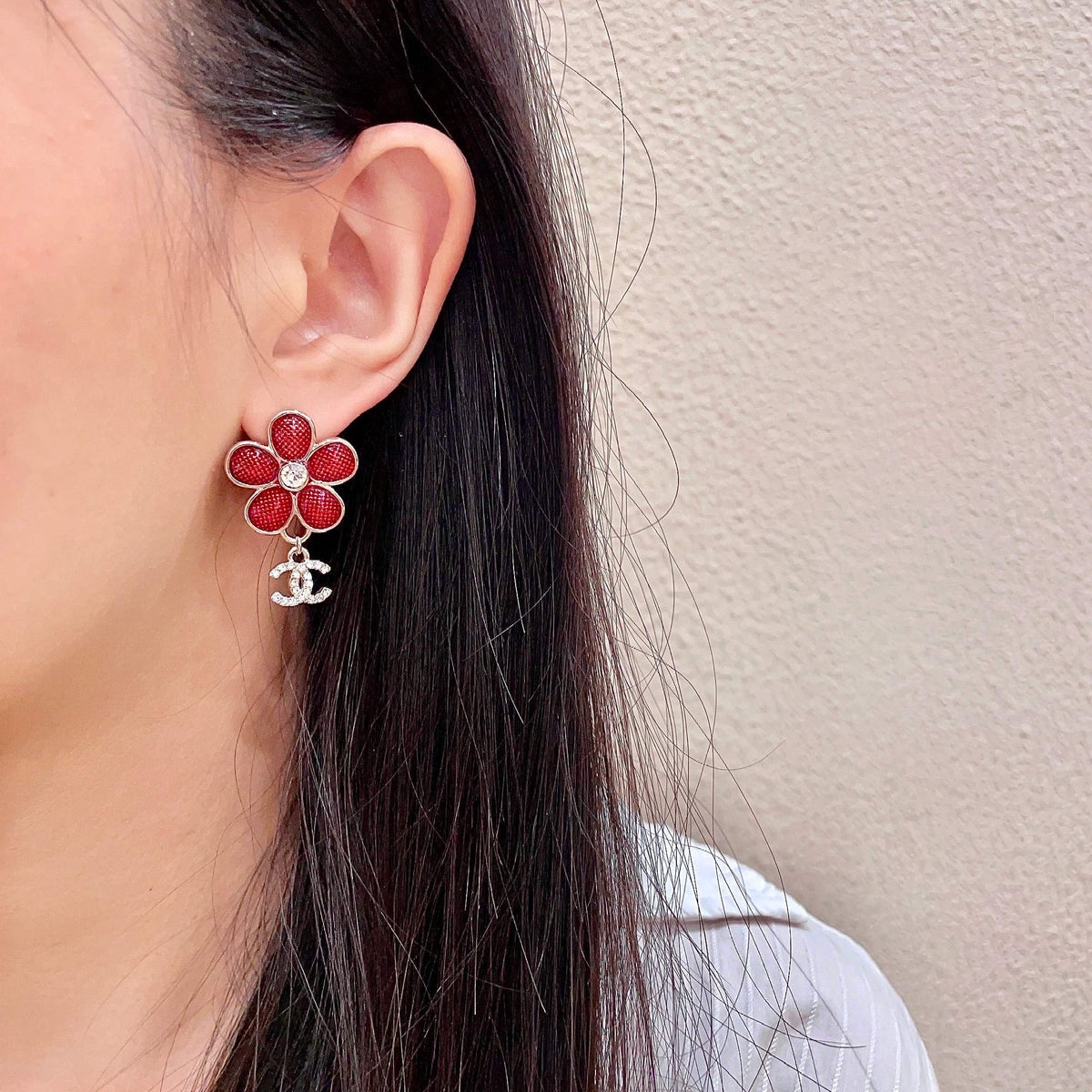 double c Stud Earrings for women - alternate angle view 4