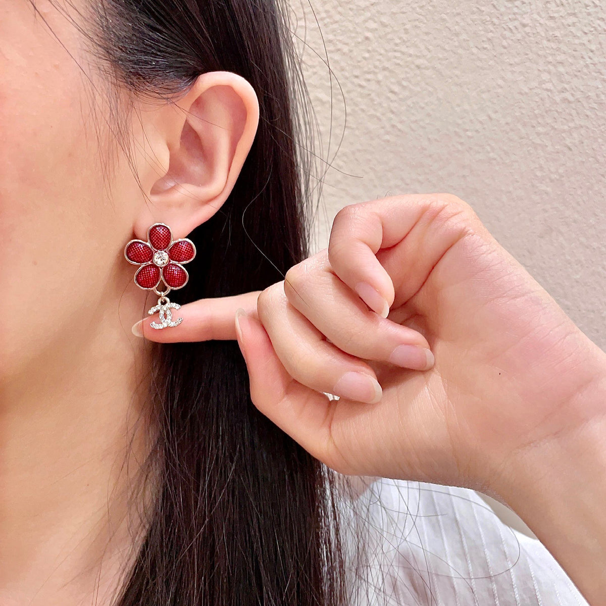 double c Stud Earrings for women - alternate angle view 3