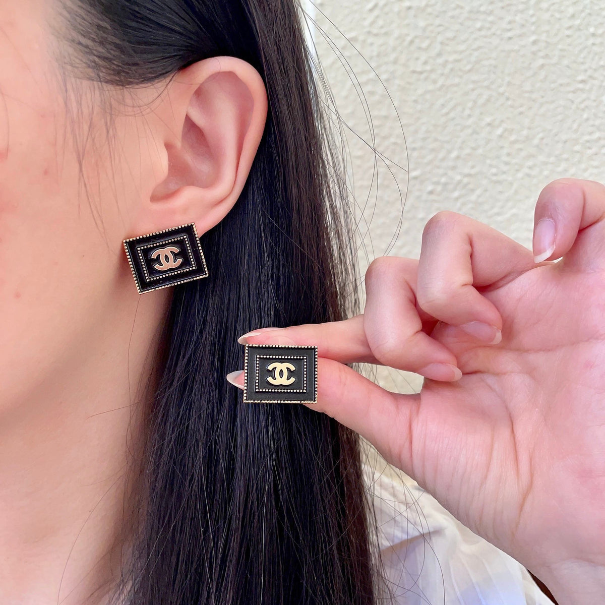 double c Stud Earrings for women - alternate angle view 2