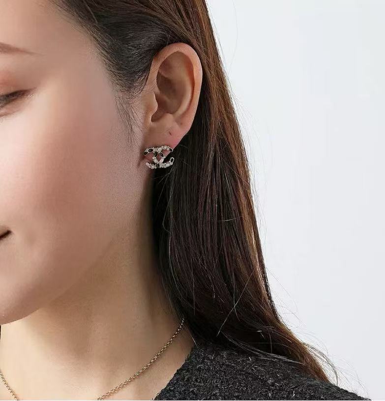 pink pearl letter Stud Earrings for women - alternate angle view 8