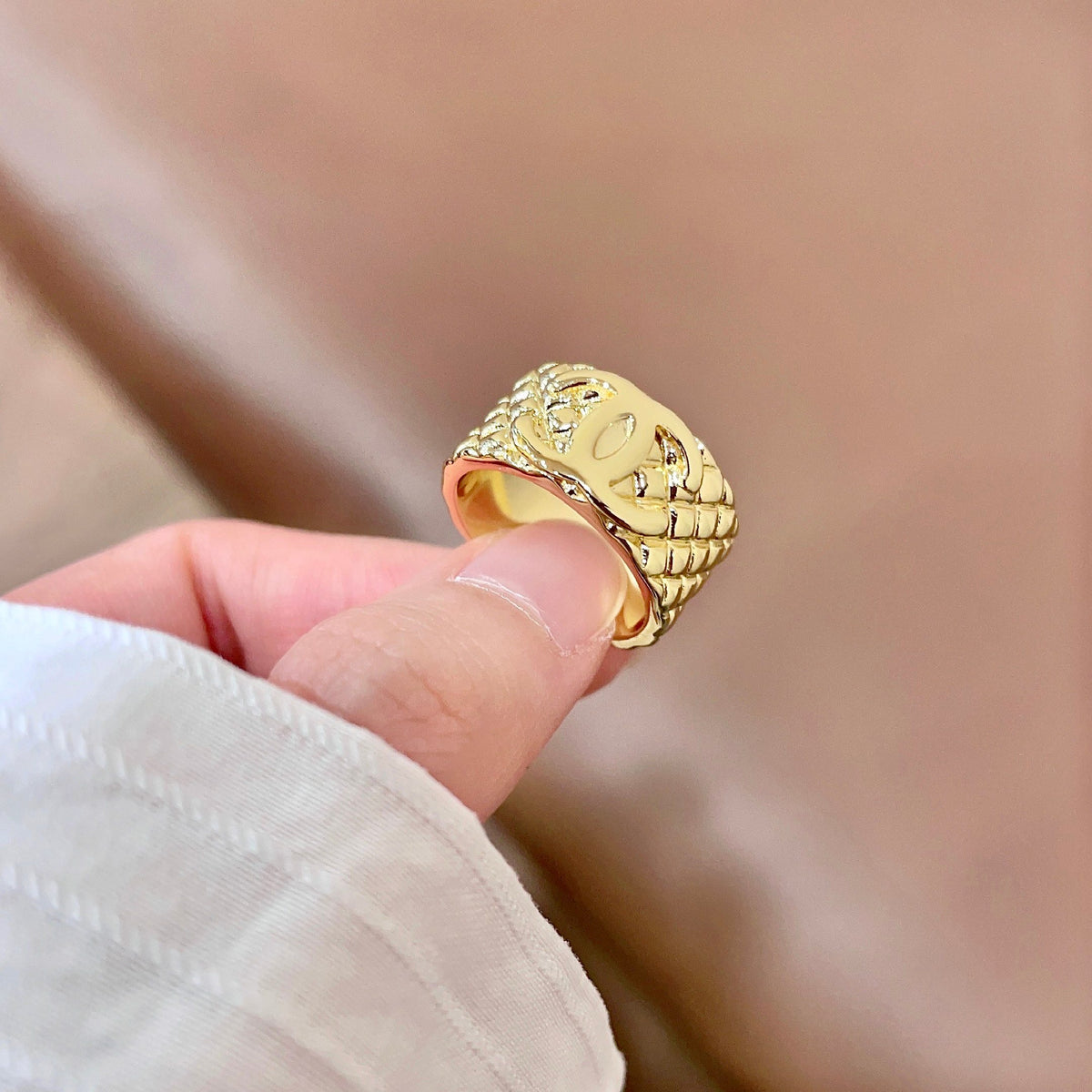 white letter Ring for women - alternate angle view 4