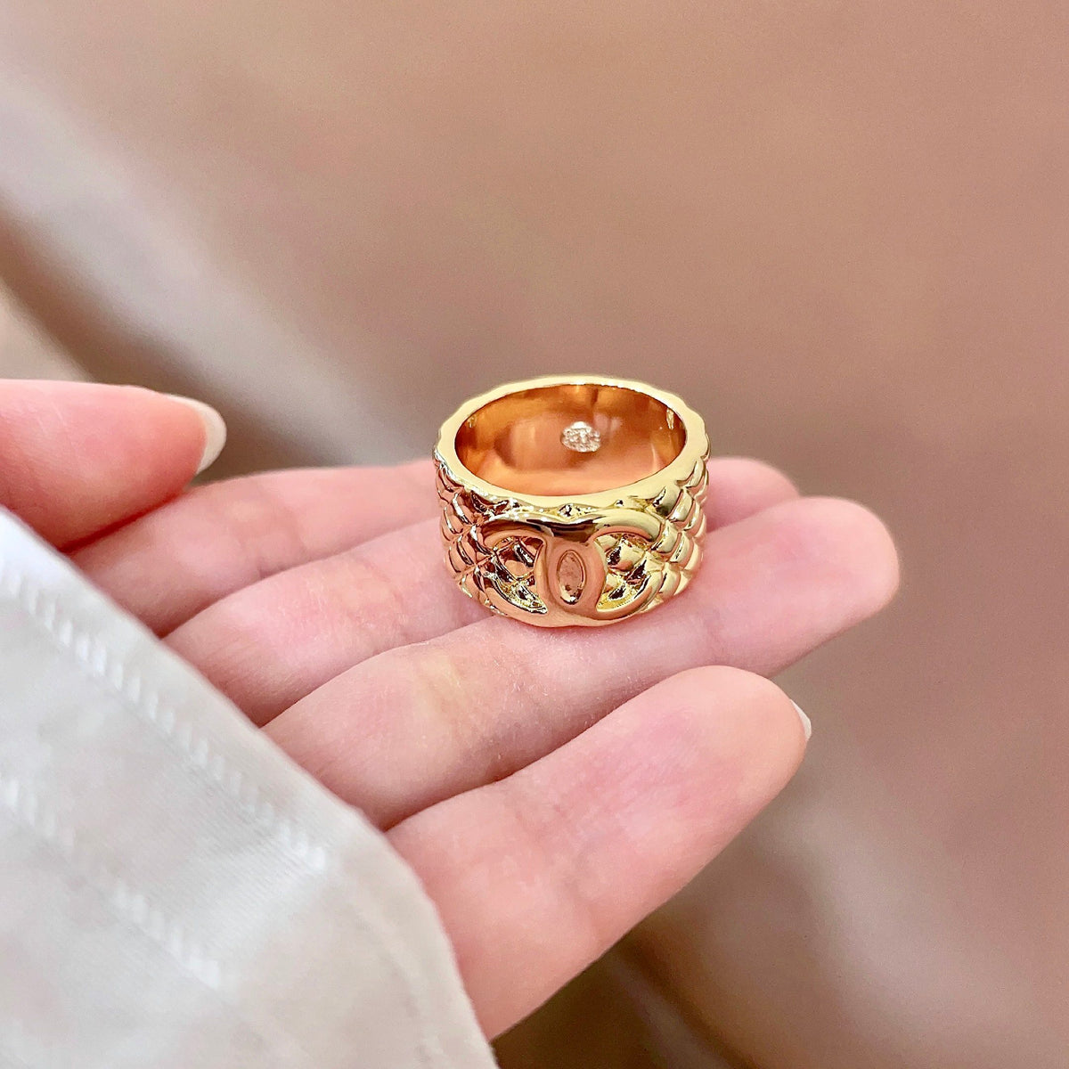 white letter Ring for women - alternate angle view 3