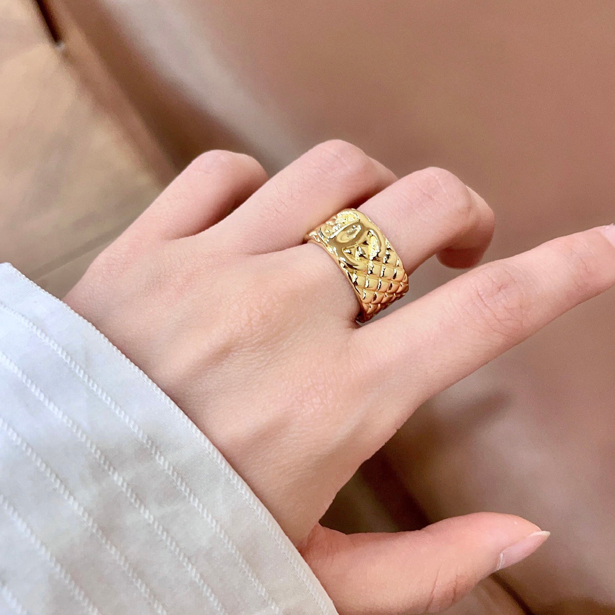 white letter Ring for women - alternate angle view 2