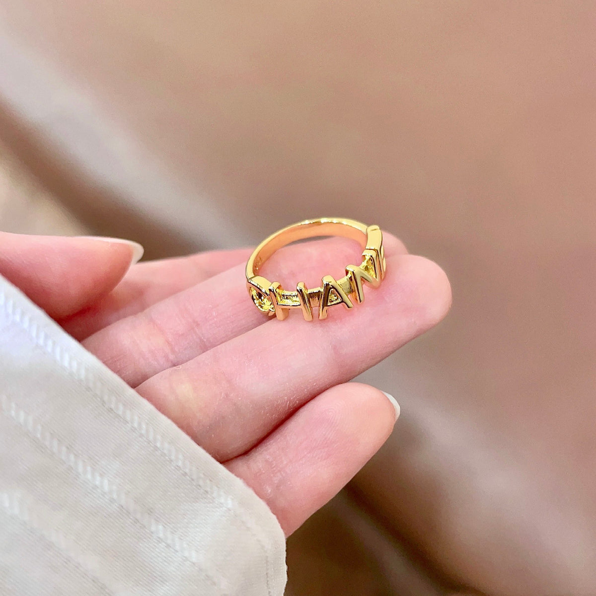 white letter Ring for women - alternate angle view 3