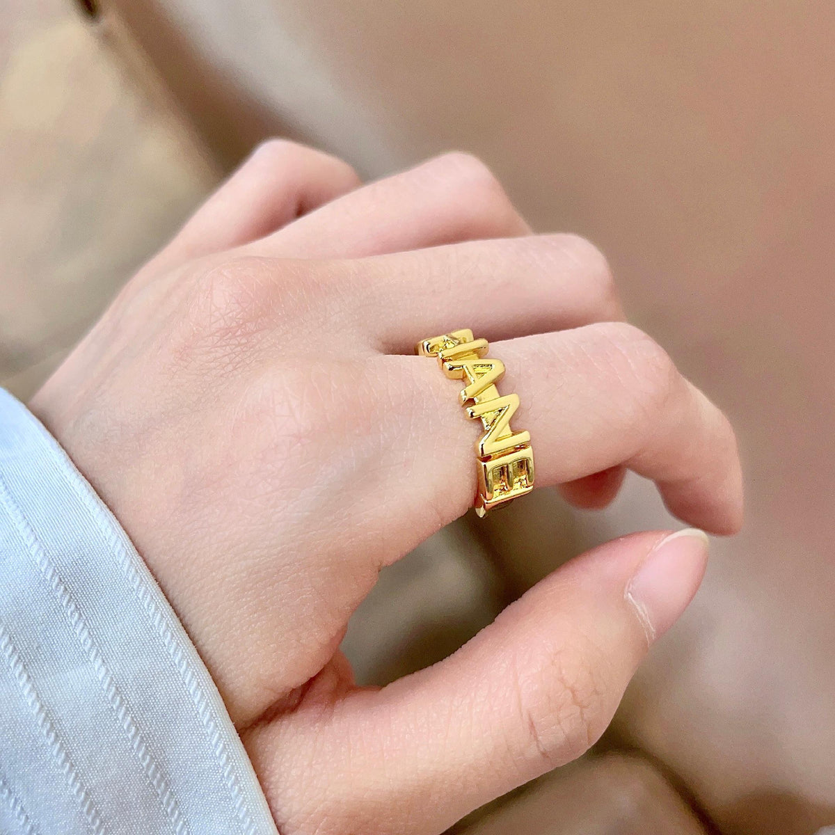 white letter Ring for women - product detail view