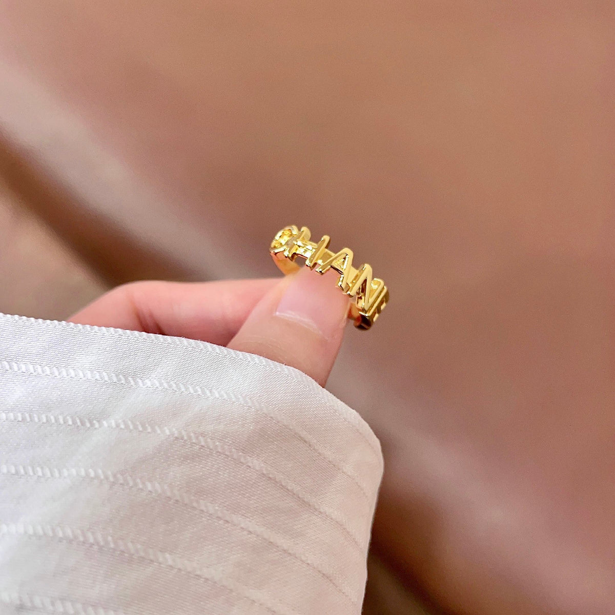 white letter Ring for women - alternate angle view 4