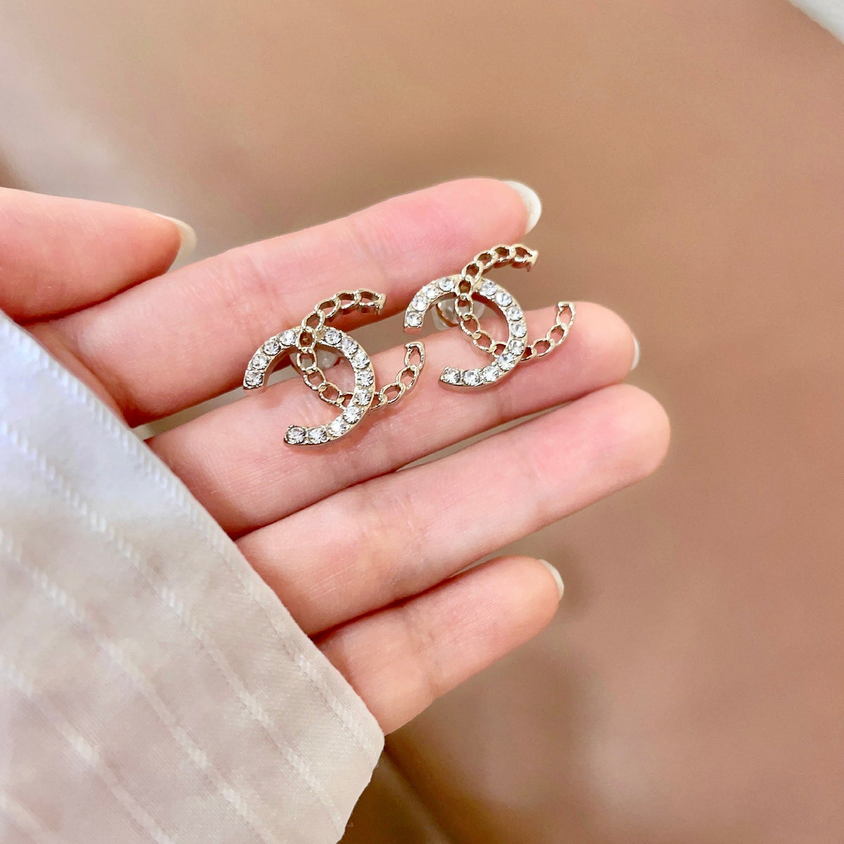 double c Stud Earrings for women - alternate angle view 4