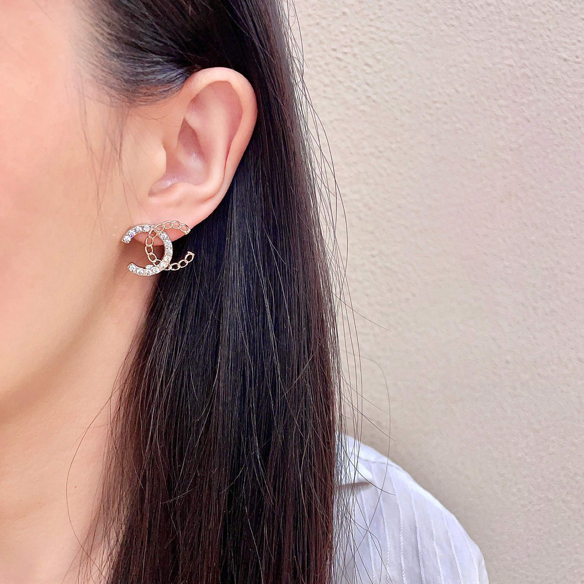 double c Stud Earrings for women - alternate angle view 3