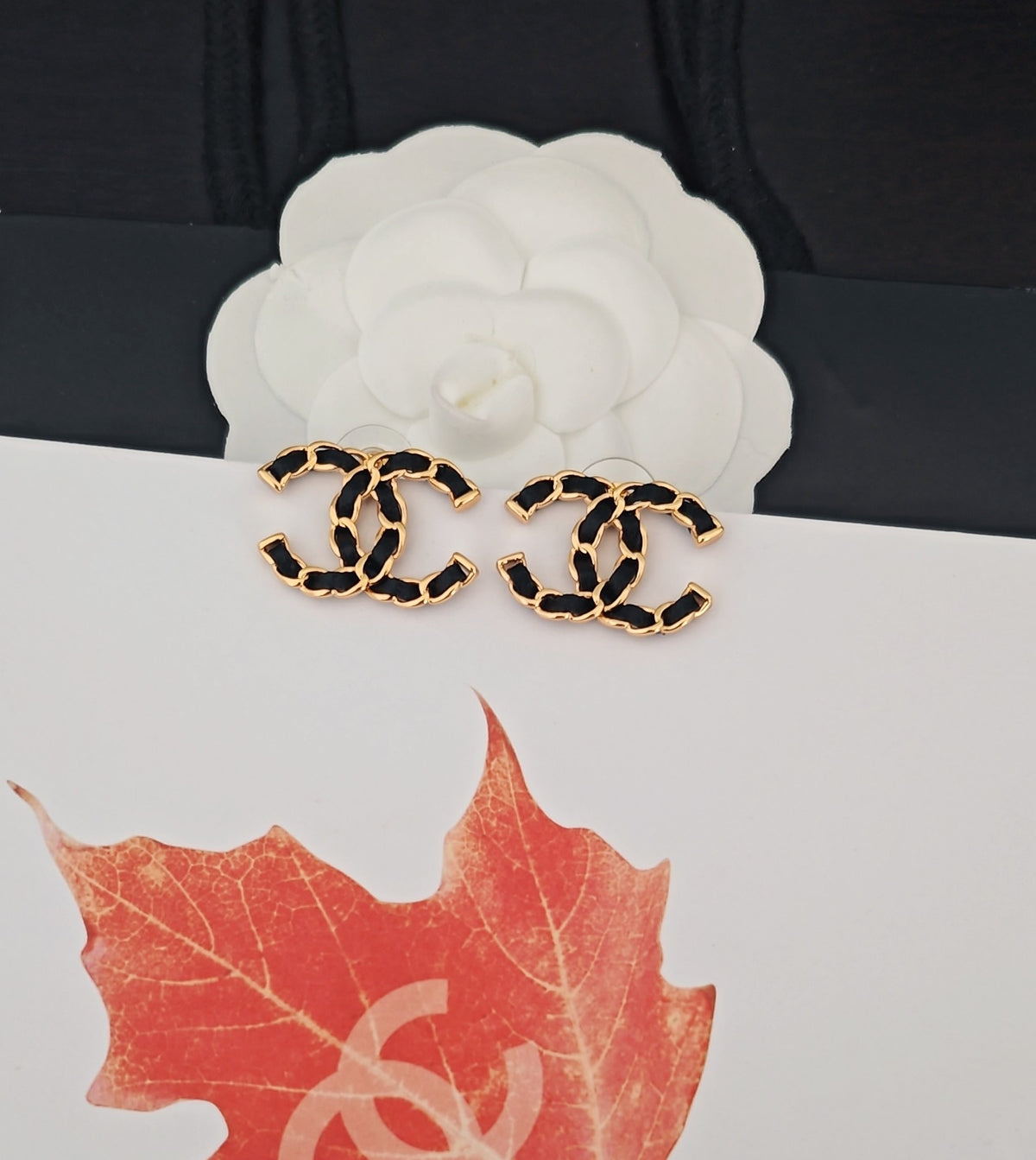 yellow brass Stud Earrings for women - alternate angle view 5