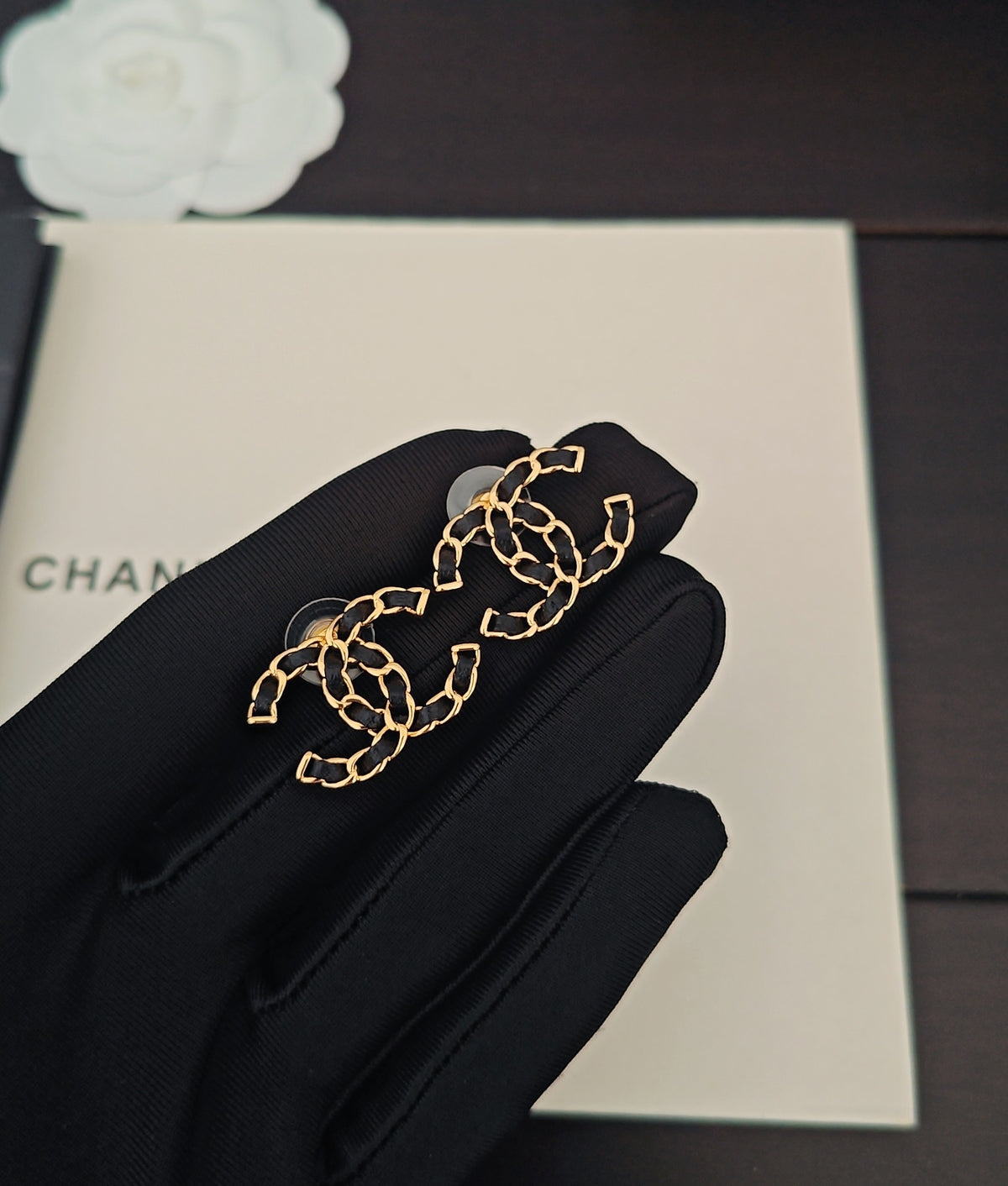 yellow brass Stud Earrings for women - product detail view