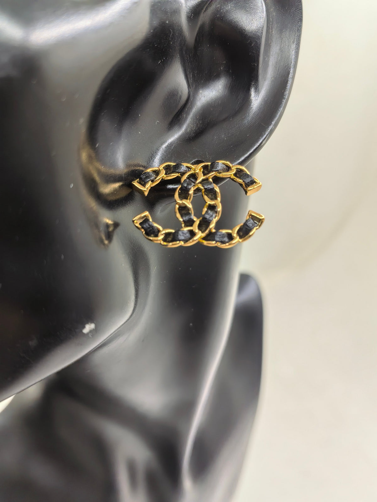 yellow brass Stud Earrings for women - alternate angle view 2