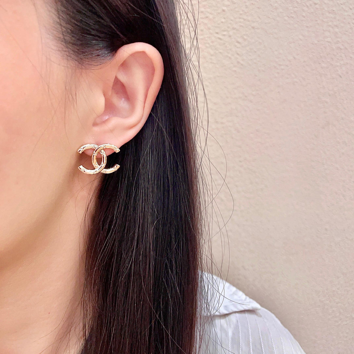 double c Stud Earrings for women - alternate angle view 3