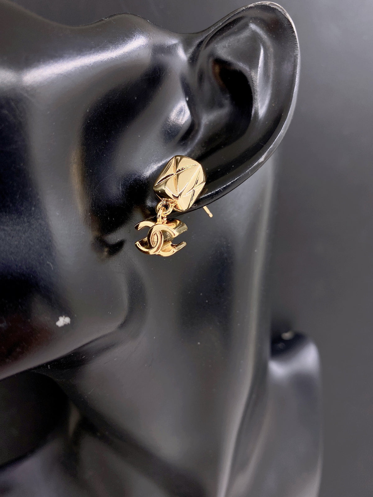 gold brass Drop Earrings for women - alternate angle view 2