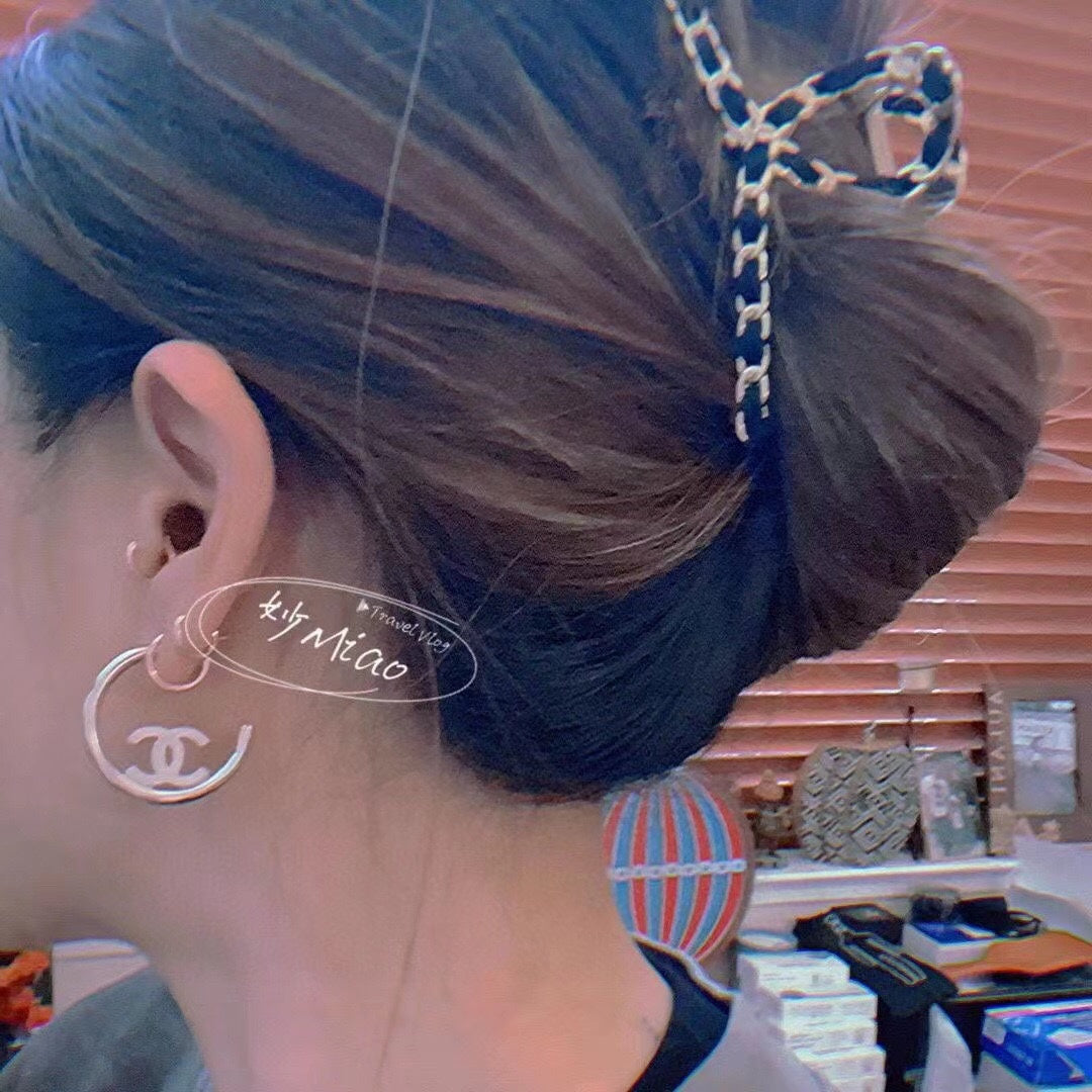 teal leather letter Drop Earrings for women - alternate angle view 2