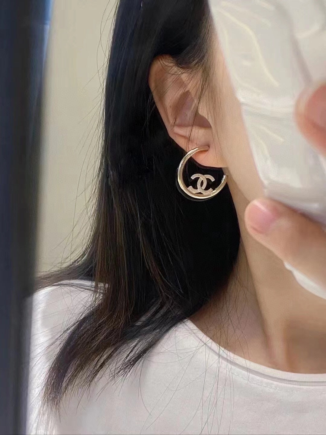 teal leather letter Drop Earrings for women - alternate angle view 6