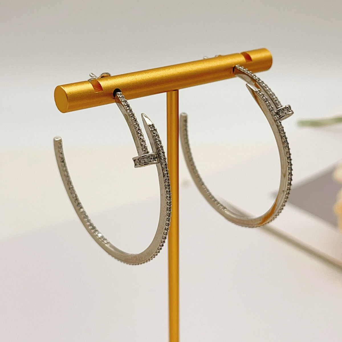 silver brass luxury Drop Earrings for women - alternate angle view 15