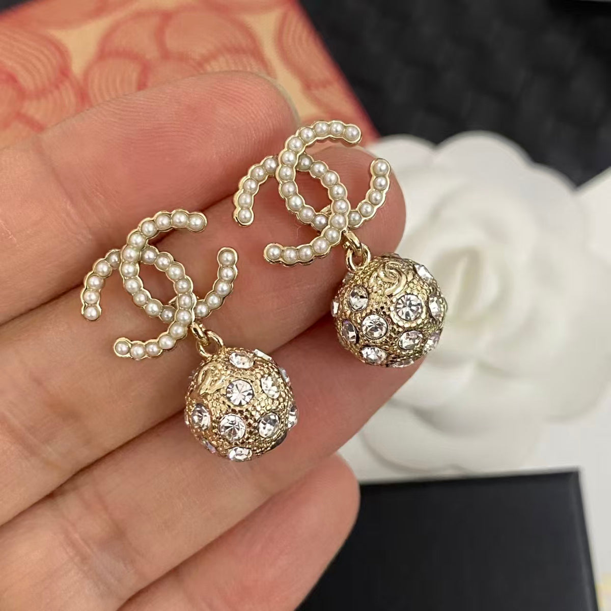 beige brass letter Earrings for women - alternate angle view 8