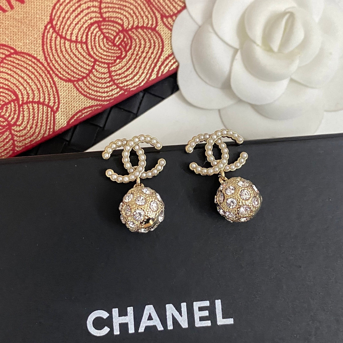 beige brass letter Earrings for women - alternate angle view 7