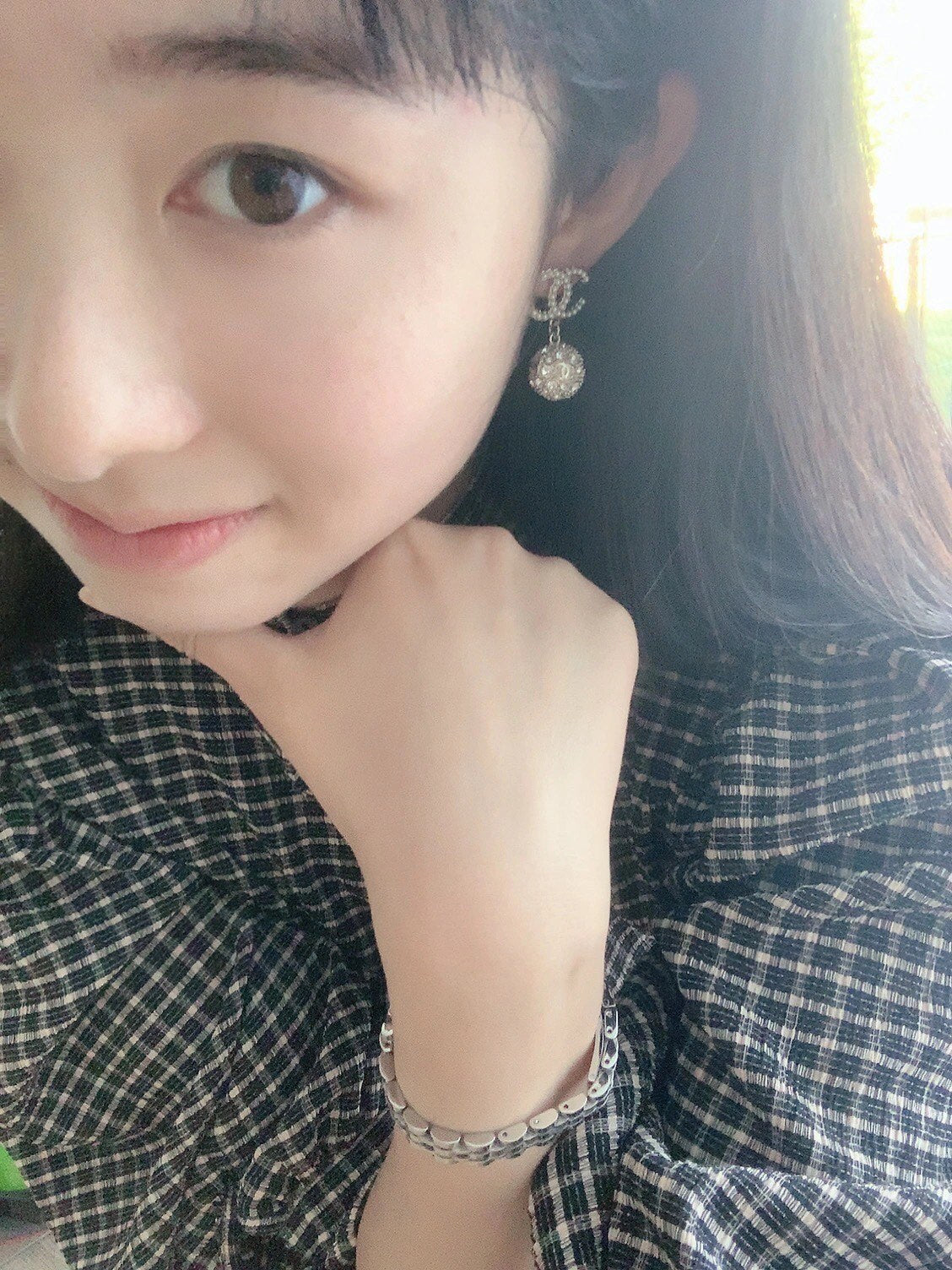 beige brass letter Earrings for women - alternate angle view 14
