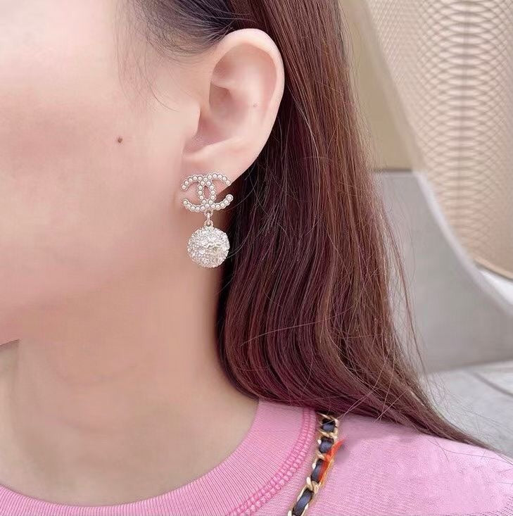 beige brass letter Earrings for women - alternate angle view 9