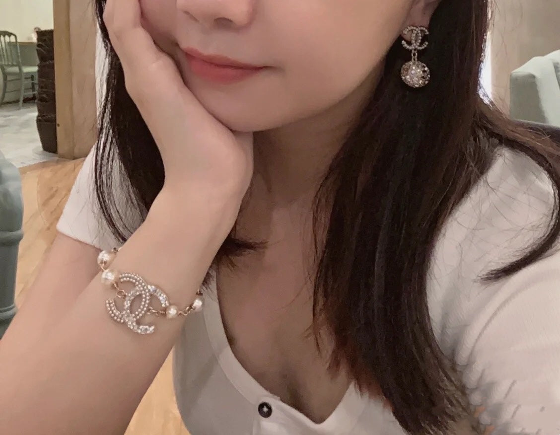 beige brass letter Earrings for women - alternate angle view 12