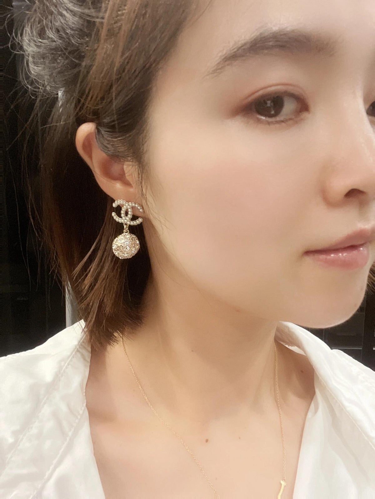 beige brass letter Earrings for women - alternate angle view 13