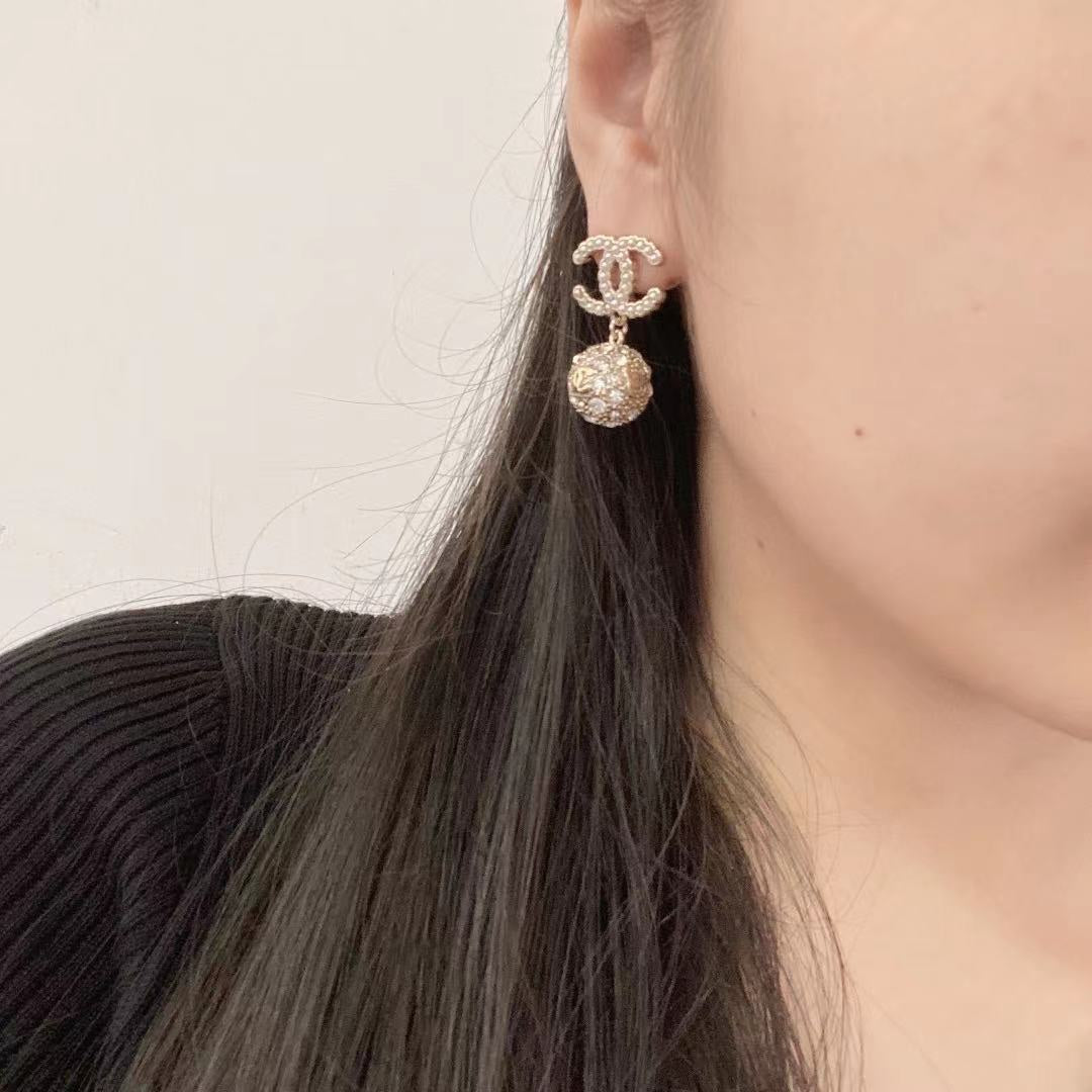 beige brass letter Earrings for women - alternate angle view 16