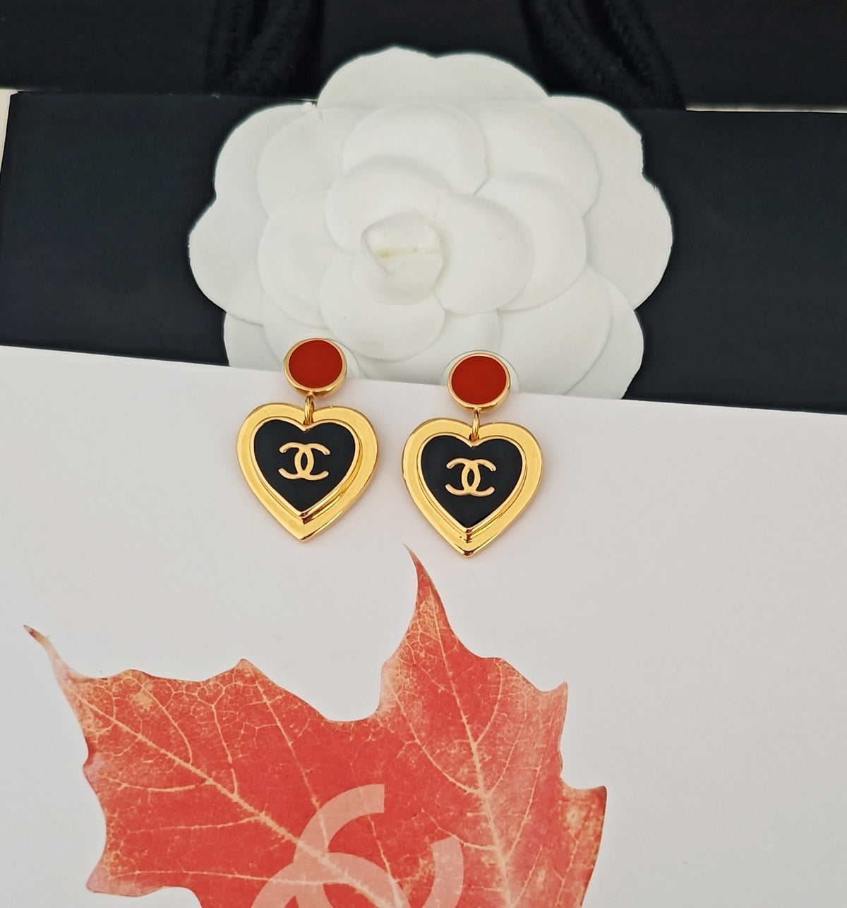 black brass heart Drop Earrings for women - alternate angle view 5