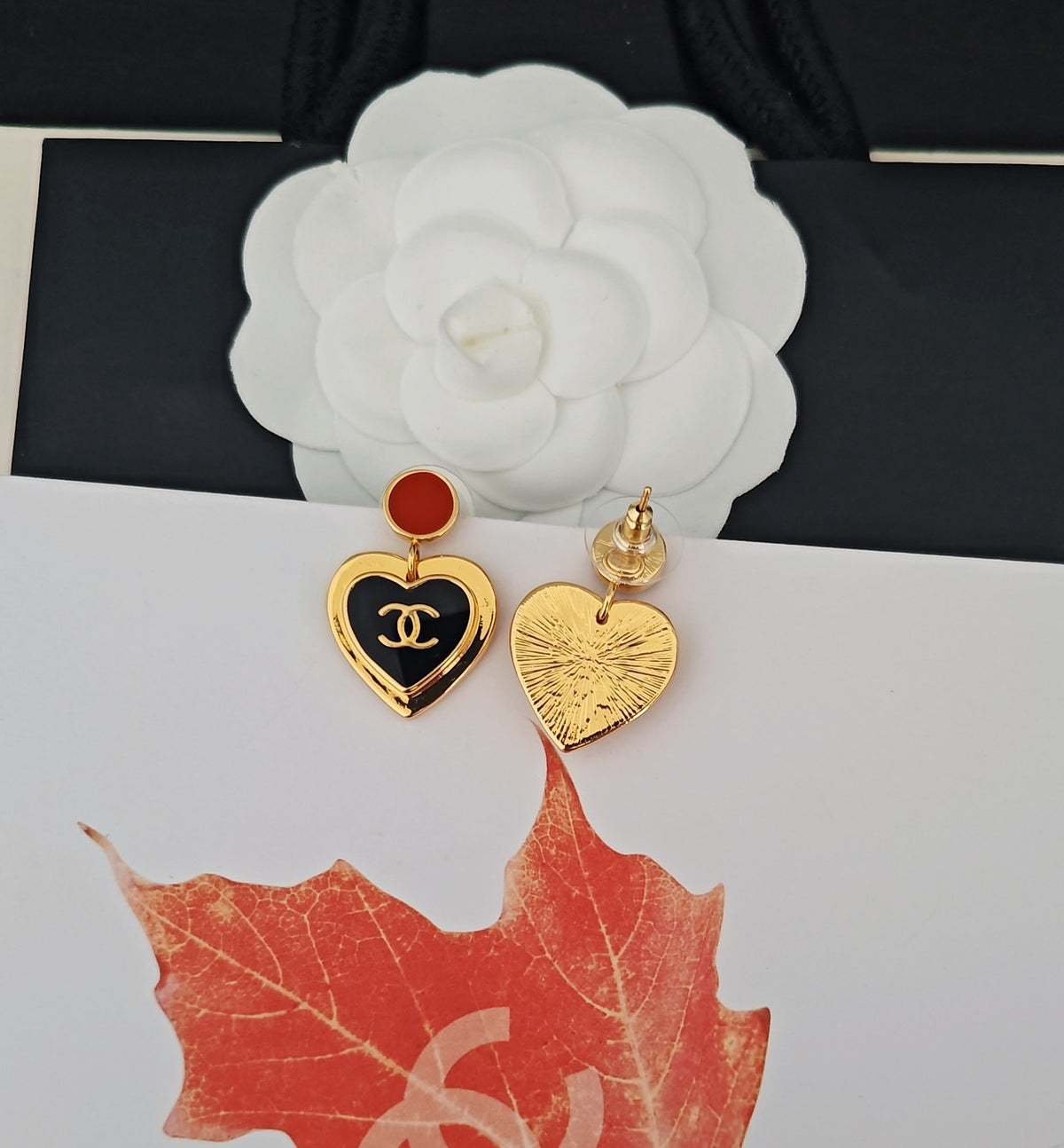 black brass heart Drop Earrings for women - alternate angle view 6
