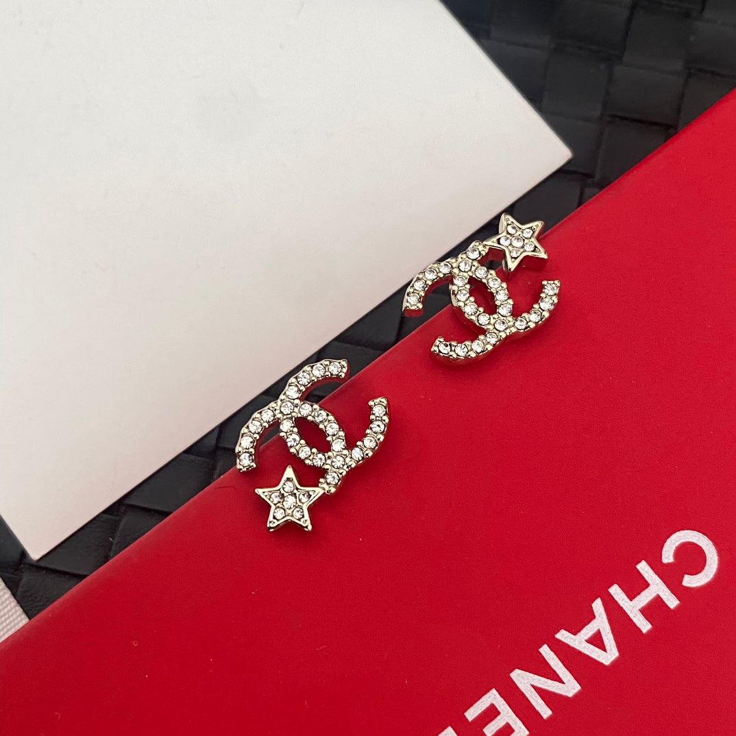 pink crystal letter Stud Earrings for women - alternate angle view 4