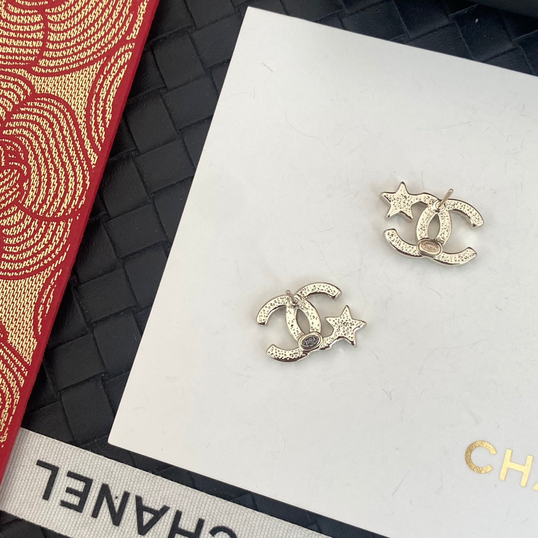 pink crystal letter Stud Earrings for women - alternate angle view 5