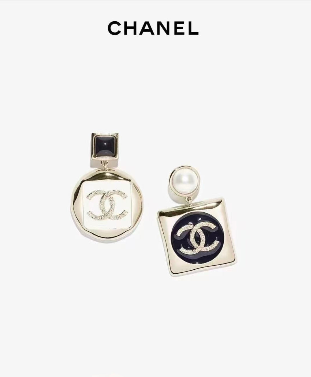 black and white pearl letter Drop Earrings for women - alternate angle view 7