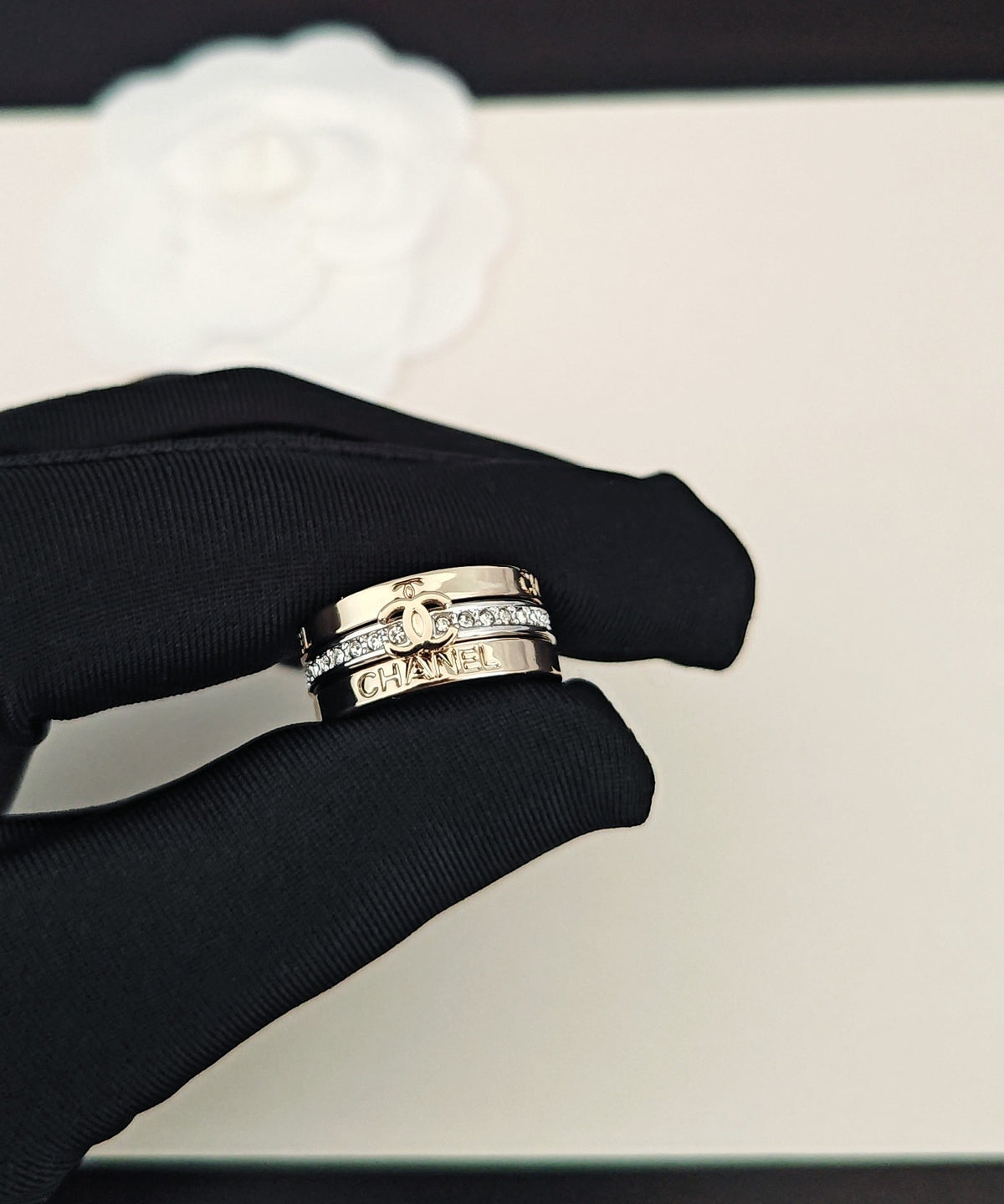 two-tone brass Ring for women - product detail view