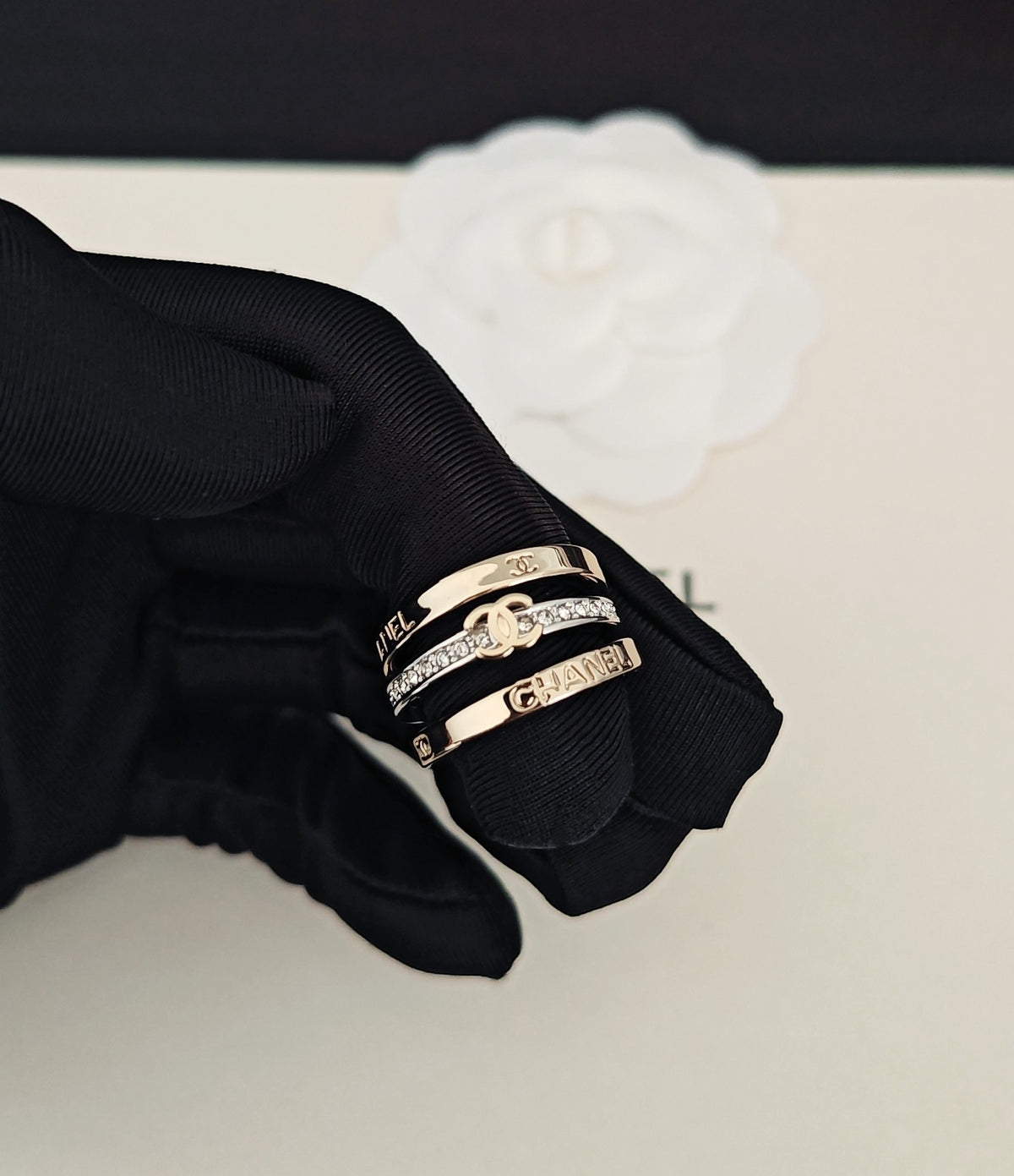 two-tone brass Ring for women - alternate angle view 2