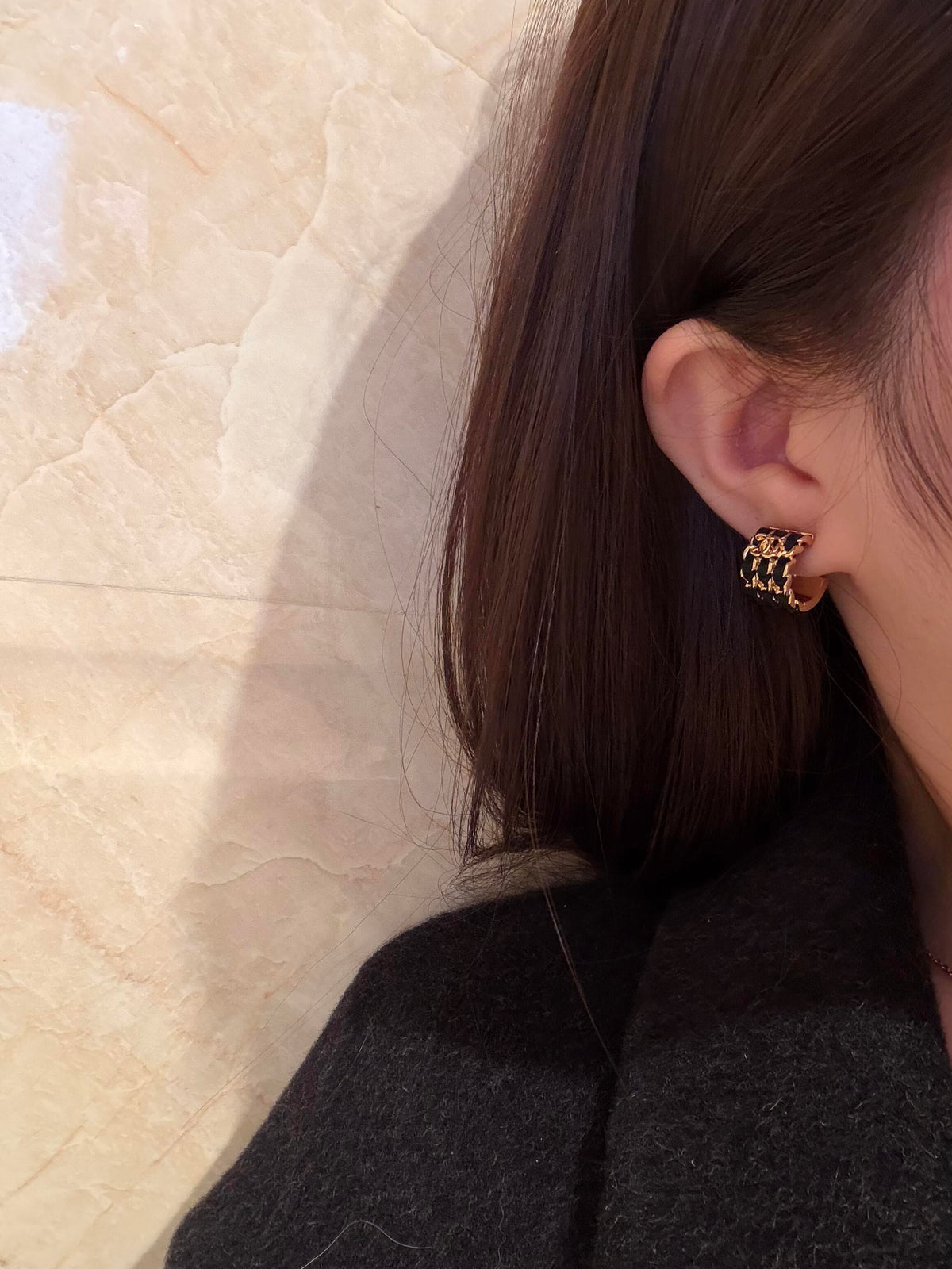 gold crystal letter Stud Earrings for women - alternate angle view 13