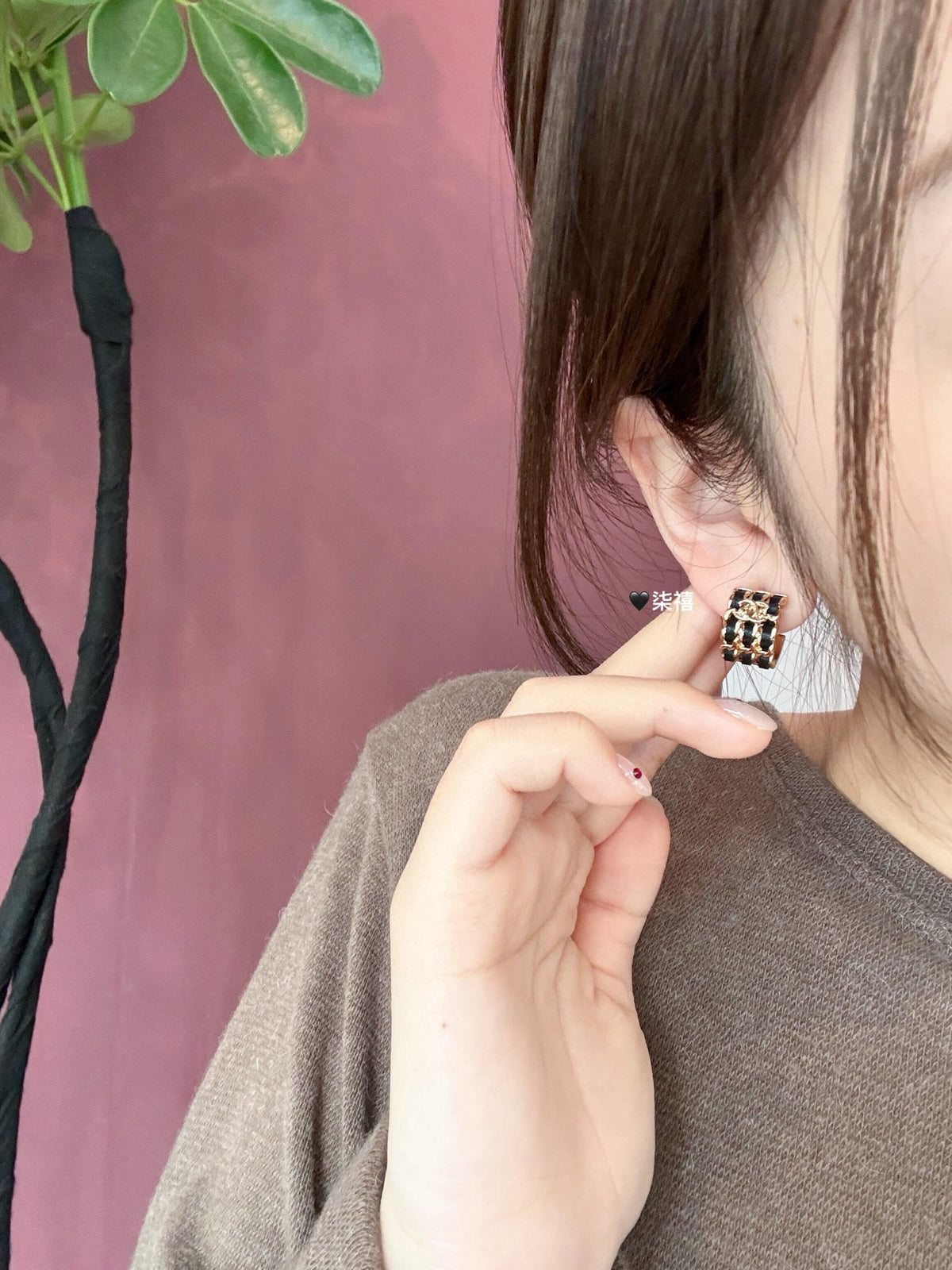 gold crystal letter Stud Earrings for women - alternate angle view 14