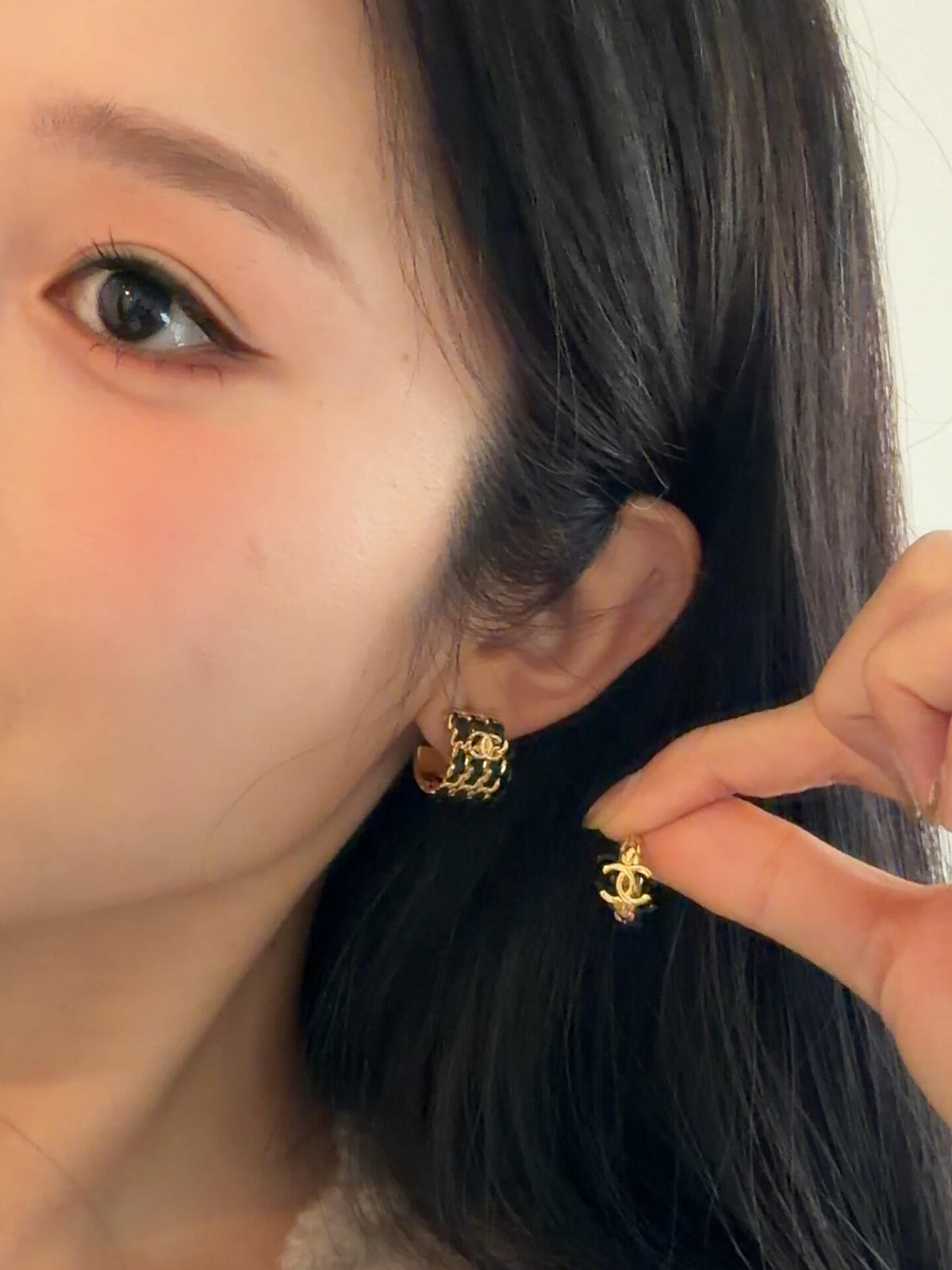 gold crystal letter Stud Earrings for women - alternate angle view 11