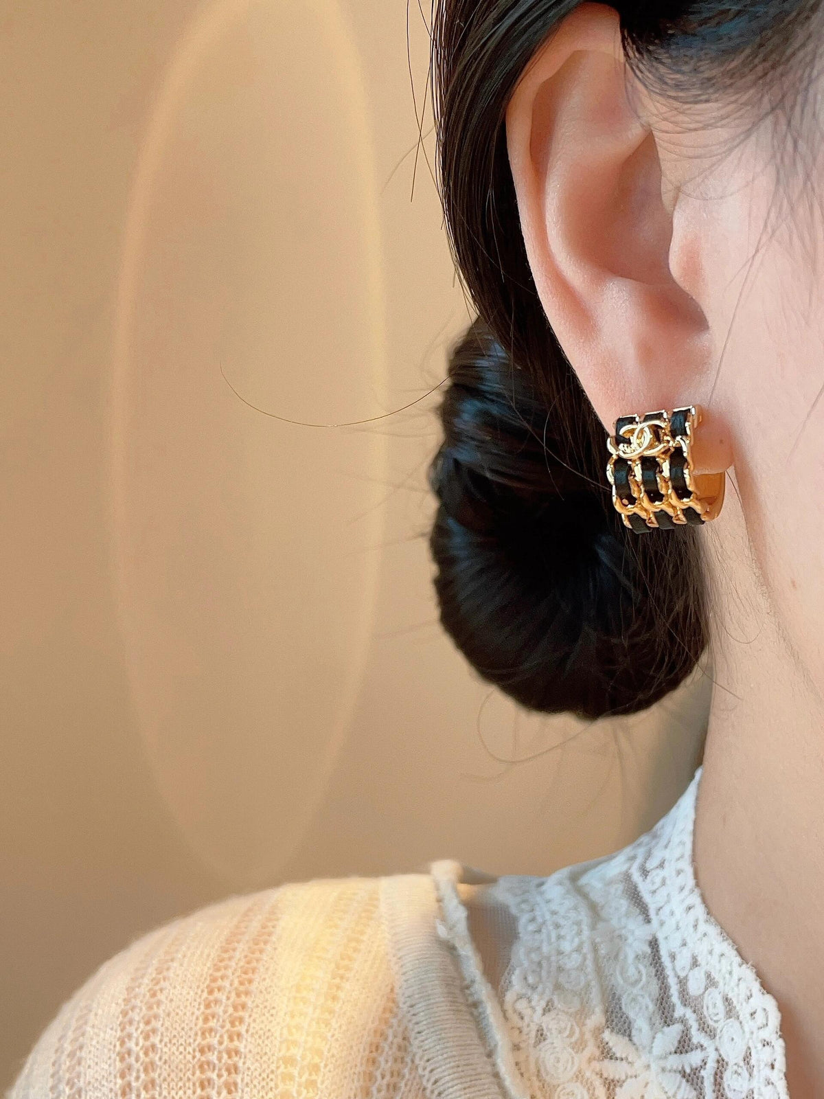 gold crystal letter Stud Earrings for women - alternate angle view 10
