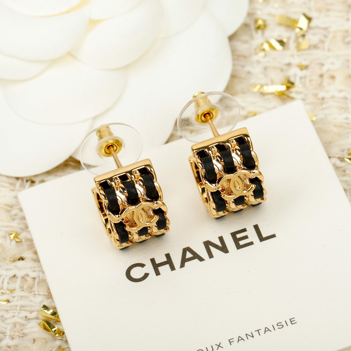gold crystal letter Stud Earrings for women - alternate angle view 4