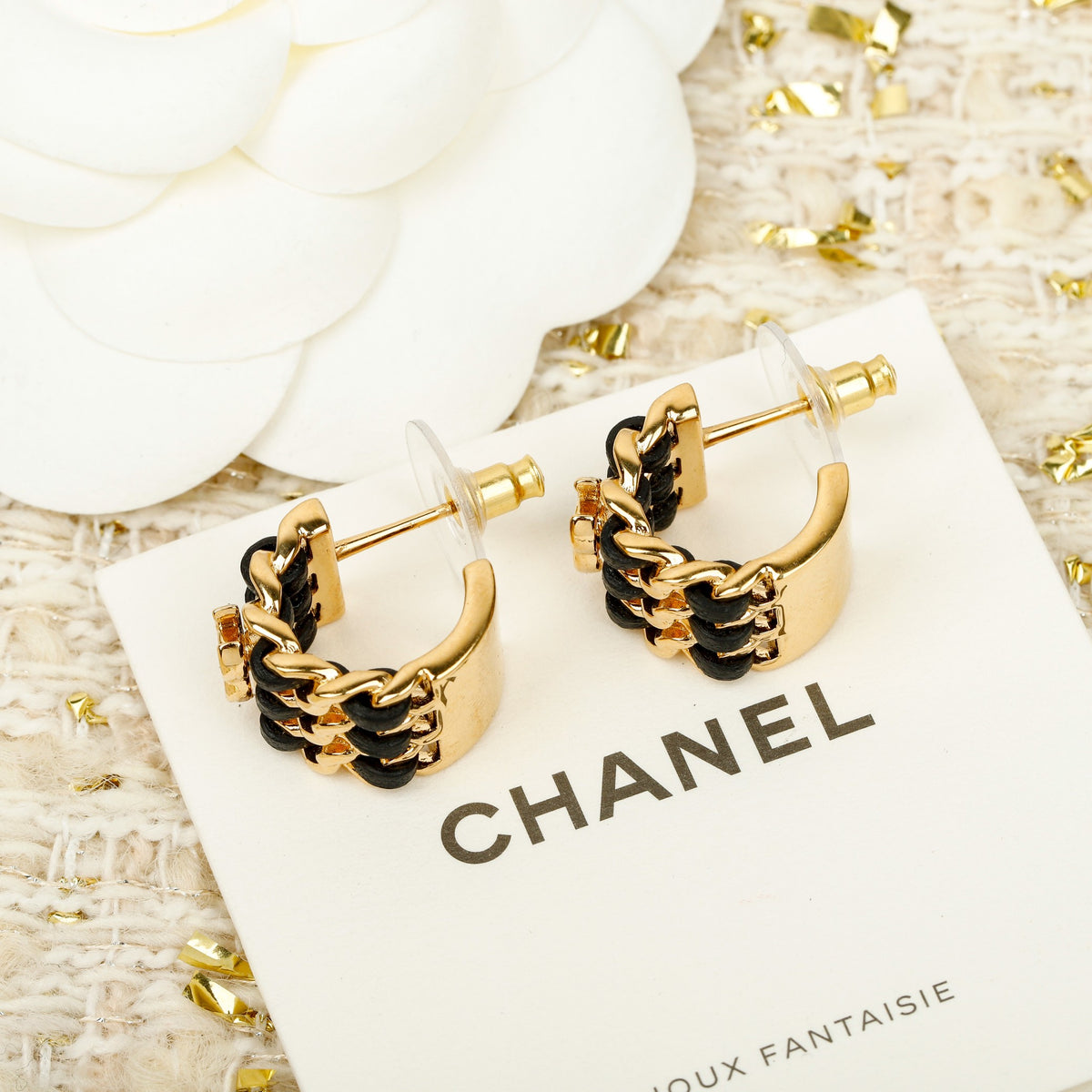 gold crystal letter Stud Earrings for women - alternate angle view 5