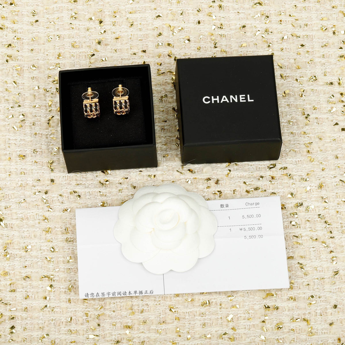 gold crystal letter Stud Earrings for women - alternate angle view 3