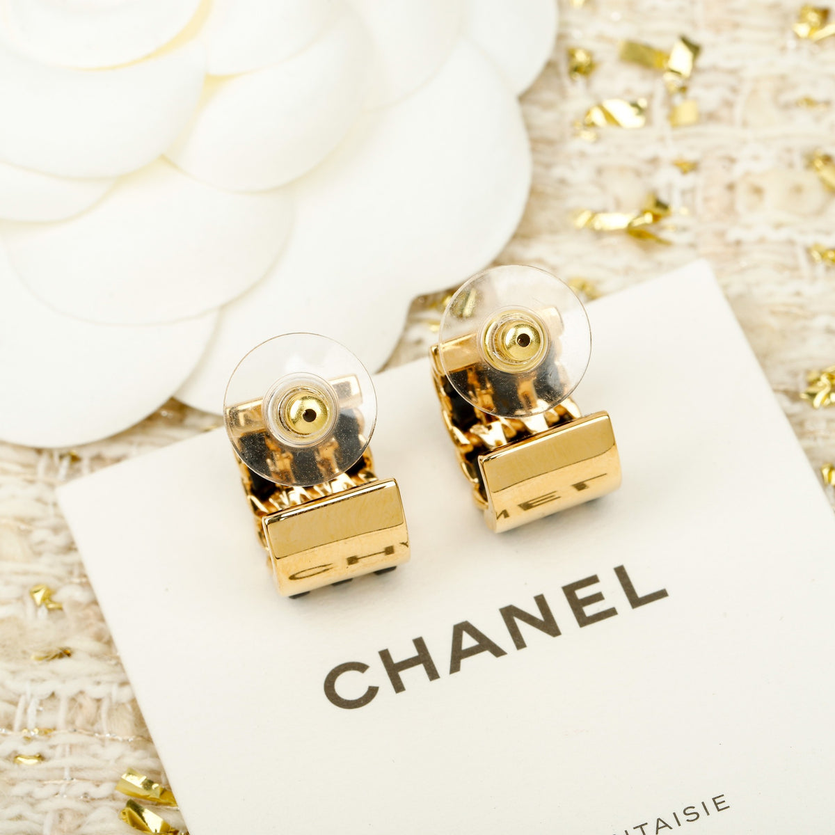 gold crystal letter Stud Earrings for women - alternate angle view 7