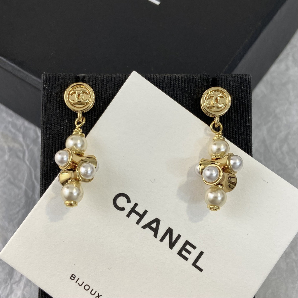 light gold letter Stud Earrings for women - alternate angle view 4